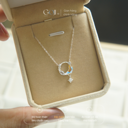 Dây Chuyền Bạc Cho Nữ Mặt Trăng Đính Đá Moonstone GOJI Mã 23