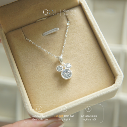 Dây Chuyền Bạc Cho Nữ Mặt Dây Mickey Đính Đá GOJI Mã 5