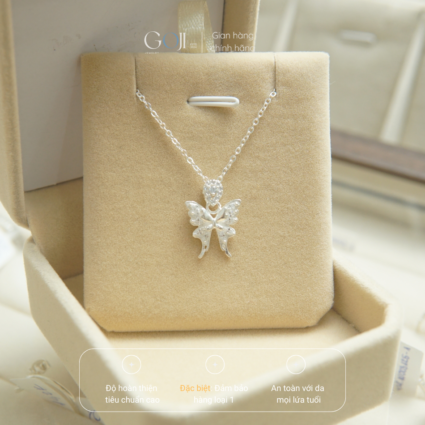 Dây Chuyền Bạc Cho Nữ Mặt Hồ Điệp Cánh Xoè GOJI Mã 99