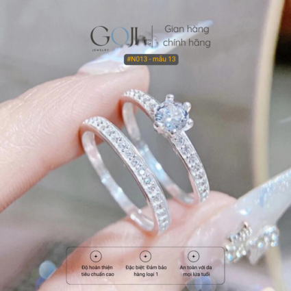 Nhẫn Bạc Cặp Đôi Nam Nữ Đính Đá Mảnh GOJI – Mã 36