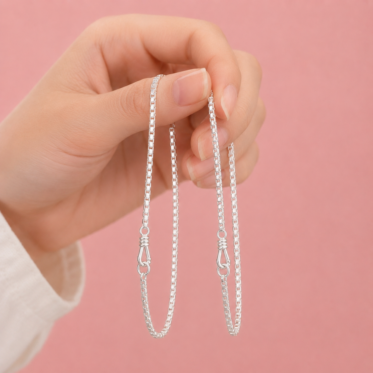 Lắc Tay Đôi Khóa cách điệu chất liệu bạc Mẫu 11